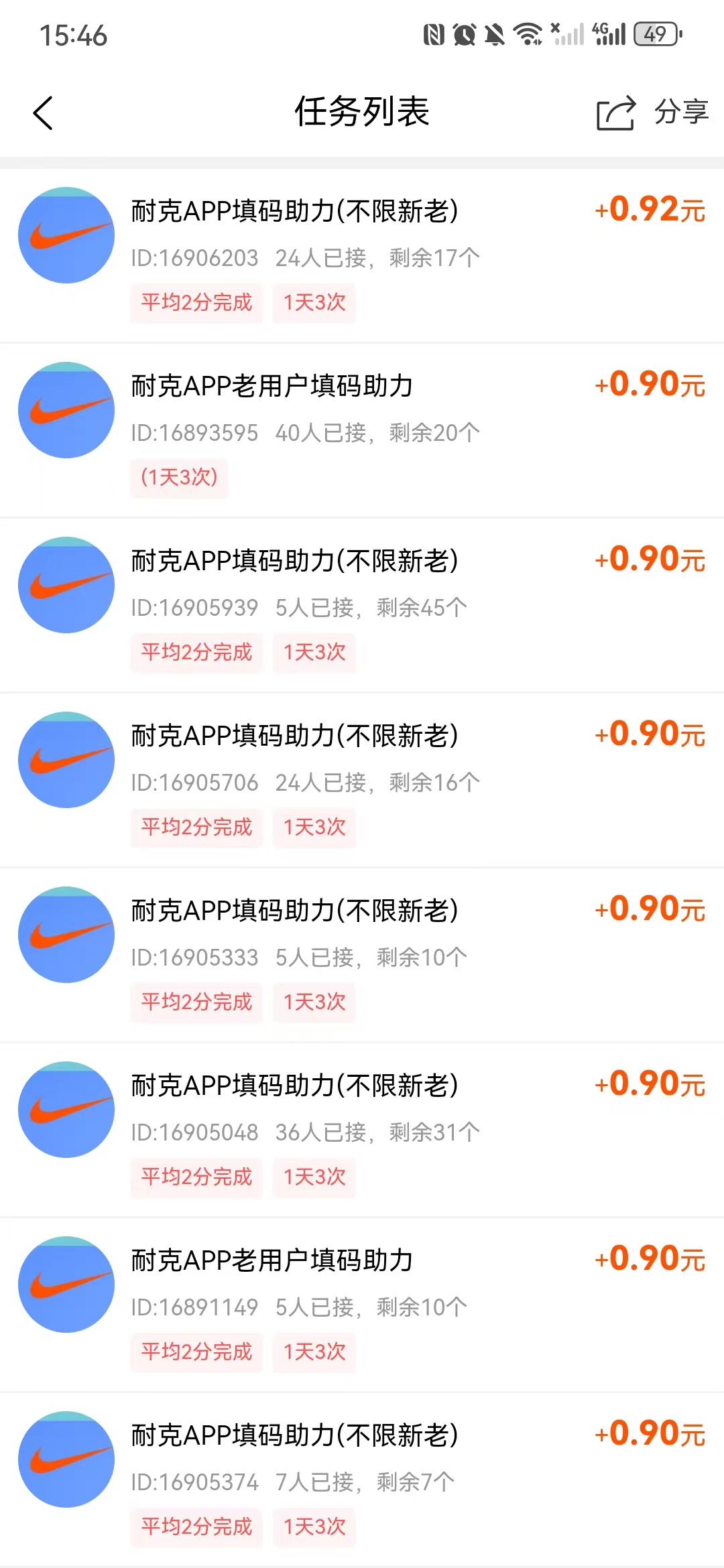 耐克app一天可以助力3次每天保底撸2.7元