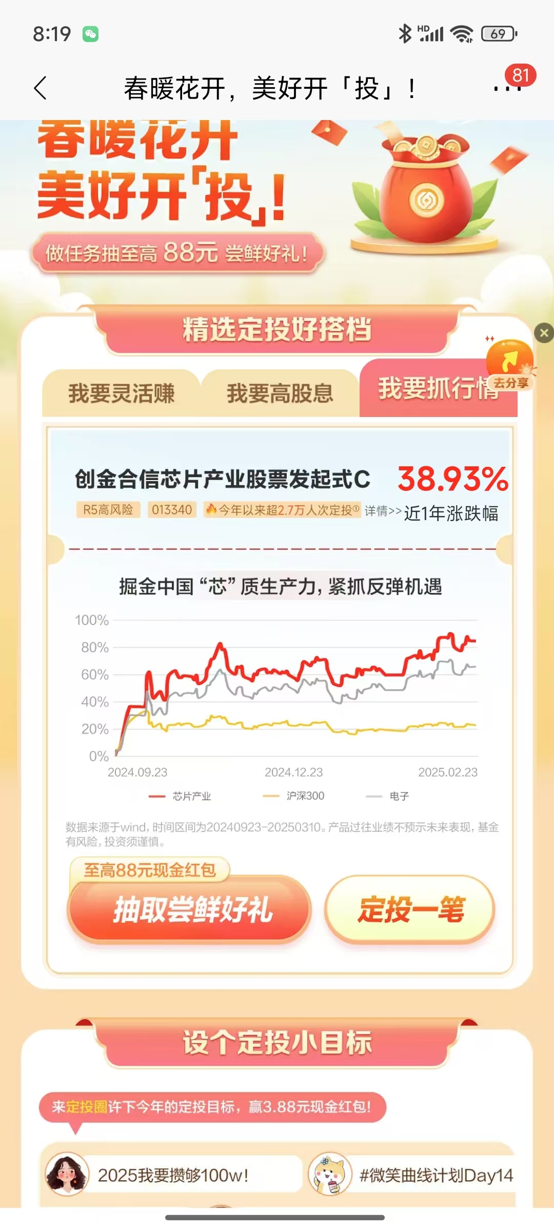 招商银行创金合信开启定投领红包亲测0.88元
